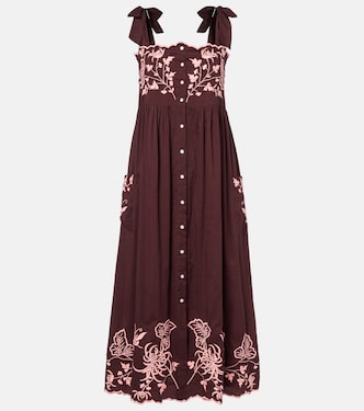 Embroidered cotton midi dress | Juliet Dunn