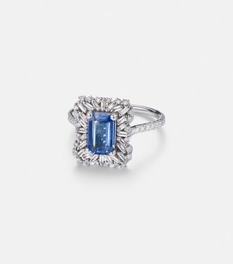 18kt white gold ring with sapphires and diamonds | Suzanne Kalan