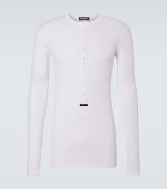 Ribbed-knit cotton Henley shirt | Dolce&Gabbana