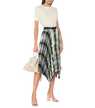Jupe midi en soie à carreaux | Tory Burch