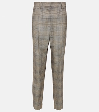 Checked wool and cotton-blend pants | Brunello Cucinelli