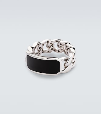 Ring ID Link aus 18kt Weißgold mit Onyx | Shay Jewelry