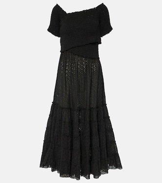 Vestido midi Soledad de algodón fruncido | Poupette St Barth