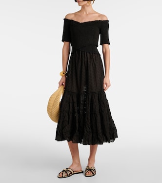 Vestido midi Soledad de algodón fruncido | Poupette St Barth