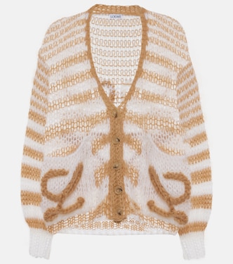 Cardigan Anagram rayé en mohair mélangé | Loewe