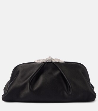 Very Bow Tie embellished satin clutch | Aquazzura