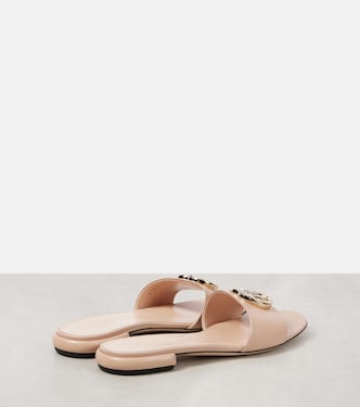 GG Crystal leather slides | Gucci
