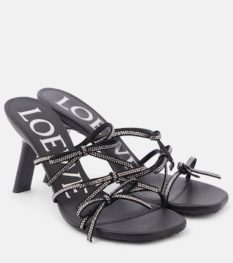 Petal Bow embellished leather mules | Loewe