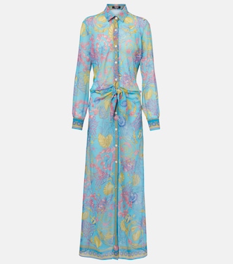 Vestido camisero semitransparente estampado | Versace
