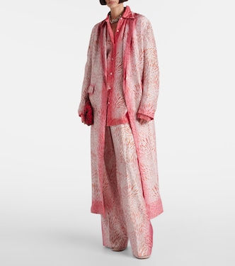 Pantaloni a gamba larga in seta con stampa | Dries Van Noten