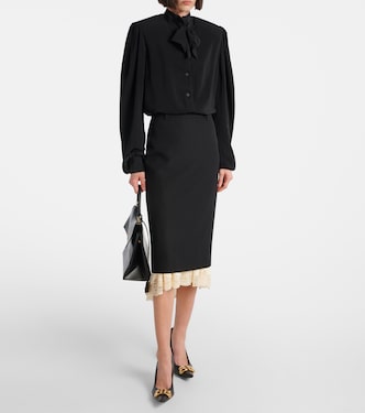 Gonna midi in lana con pizzo | Balenciaga