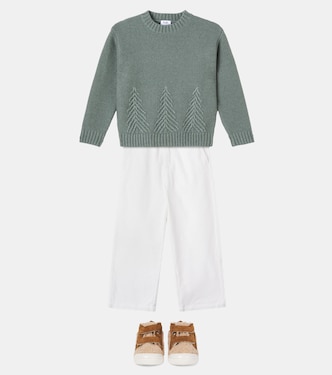 Sneakers aus Teddyfleece mit Veloursleder | Il Gufo