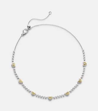 Choker Twin Heart aus 18kt Weißgold mit Emaille und Diamanten | Kamyen