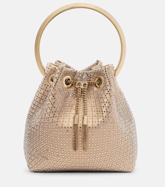 Bon Bon Small embellished satin bucket bag | Jimmy Choo
