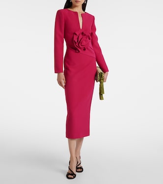 Floral-appliqué crêpe midi dress | Roland Mouret