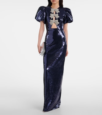 Cressida puff-sleve sequined gown | Rebecca Vallance