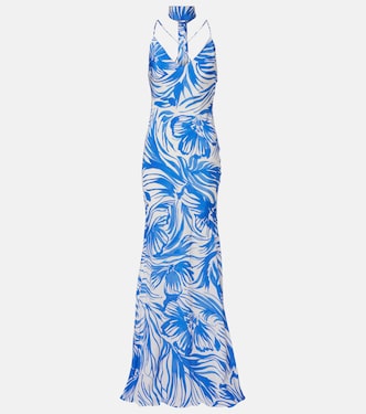Isla scarf-detail printed gown | Alexandra Miro
