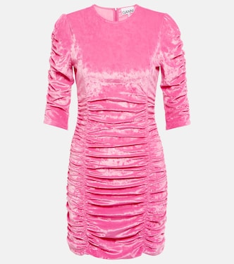 Ruched velvet minidress | Ganni