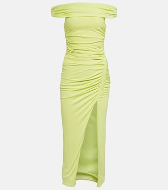 Off-the-shoulder ruched midi dress | Self-Portrait