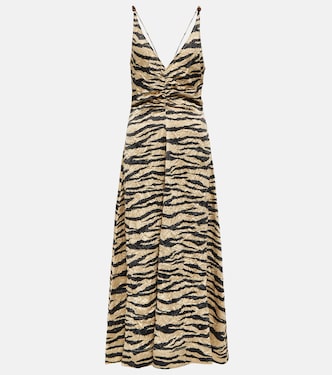 Printed satin slip midi dress | Ganni