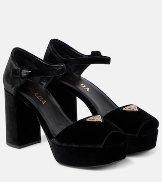 Velvet platform sandals | Prada