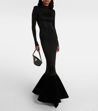 Flounced velvet and jersey gown | David Koma