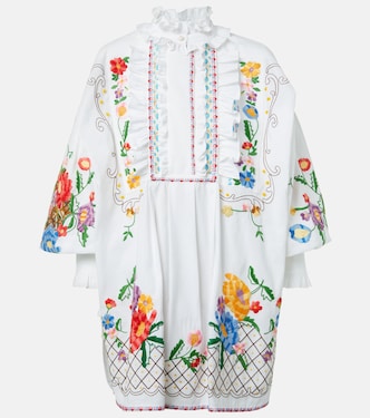 Embroidered cotton and linen blouse | Valentino