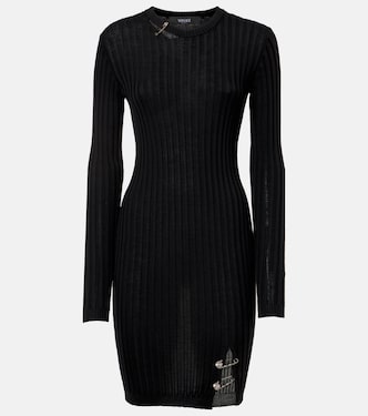 Minikleid Safety Pin aus Rippstrick | Versace