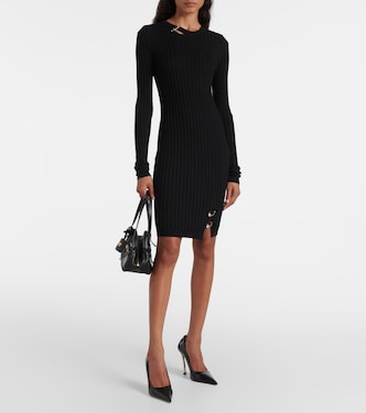 Abito corto Safety Pin in maglia a coste | Versace