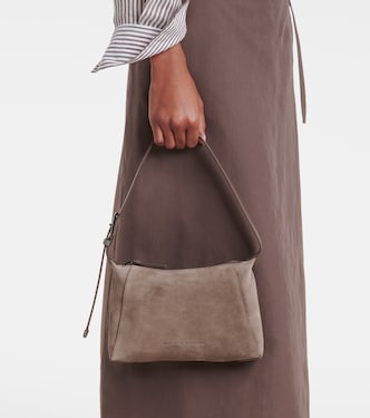Borsa a spalla Duo Small in suede | Brunello Cucinelli