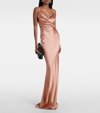 Vestido de fiesta en satén de seda | Balmain