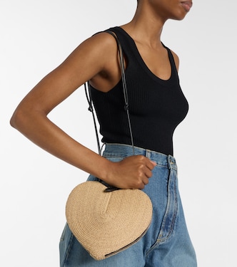 Schultertasche Le Cœur aus Stroh mit Leder | Alaïa
