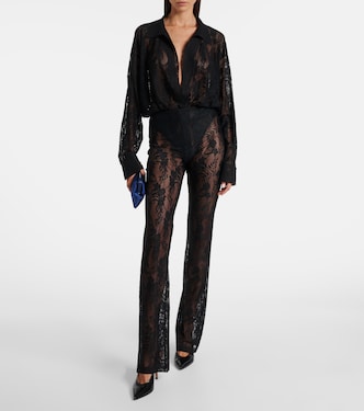 Lace flared pants  | Norma Kamali