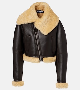 Aviatore cropped shearling-trimmed leather jacket | Jacquemus
