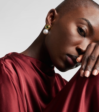 18kt gold earrings with pearls and tourmalines | Octavia Elizabeth