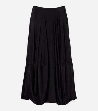 Low-rise silk crêpe de chine midi skirt | Lemaire
