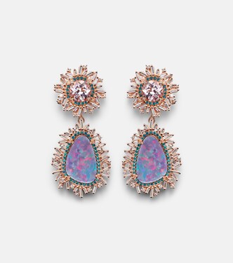Orecchini pendenti in oro rosa 18kt con pietre preziose | Suzanne Kalan