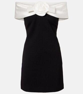 Floral-appliqué off-shoulder minidress | Self-Portrait