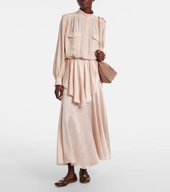 Ruffled silk satin skirt | Chloé
