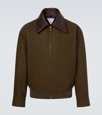 Leather-trimmed cotton twill blouson jacket | Bottega Veneta
