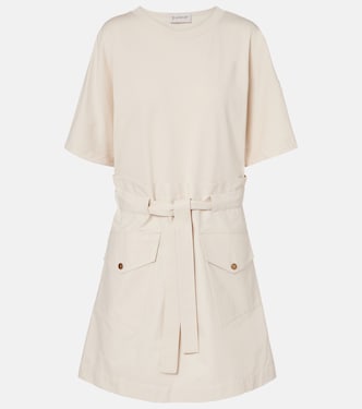 Belted cotton-blend jersey minidress | Moncler