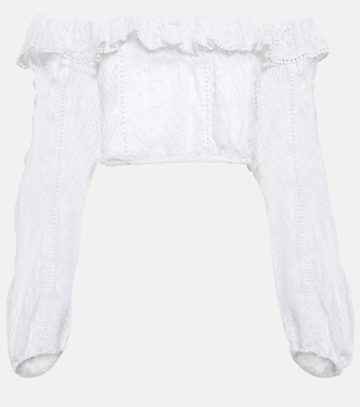 Dorabella off-shoulder cotton-blend crop top | LoveShackFancy