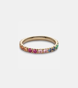 Bague Rainbow Large en or 14 ct, saphirs, rubis, améthystes et émeraudes | Sydney Evan