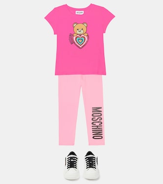 Camiseta estampada con logo y glitter | Moschino Kids
