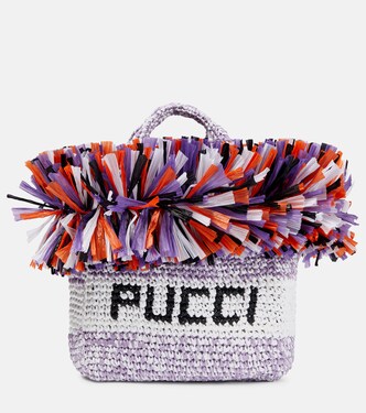 Logo Small raffia-trimmed tote | Pucci
