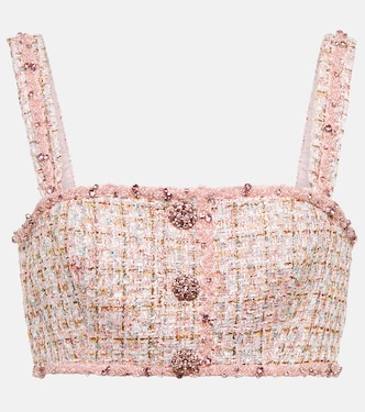 Embellished bouclé crop top | Self-Portrait