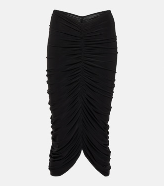 Shirred high-rise midi skirt | Norma Kamali