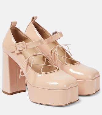 Patent leather lace-up platform pumps | Simone Rocha