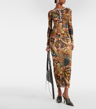 Printed mesh maxi skirt | Jean Paul Gaultier