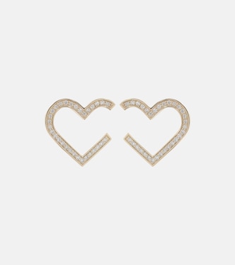 Heart 14kt gold hoop earrings with diamonds | Sydney Evan